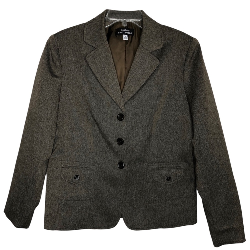 NEW - GIORGIO SANT'ANGELO - Brown Button Front Dark Academia Blazer - Size 12